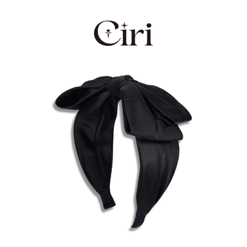 Black bow satin material hair band