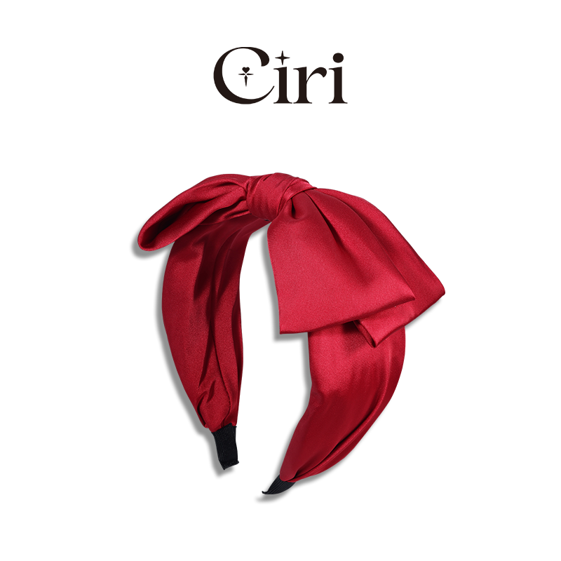 Red bow satin material hair band