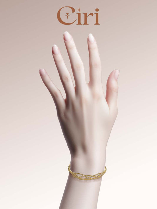 Twisted Braid Styling Gold Bangle