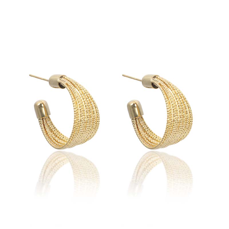 Personalized multi-layer line winding gold earring