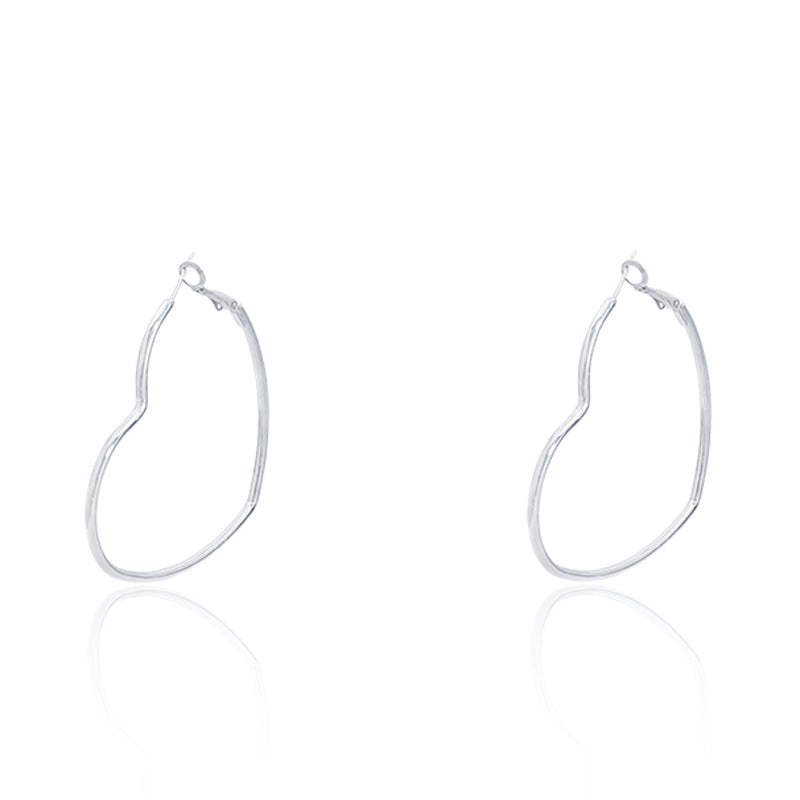 Large hoop earrings with heart shapes