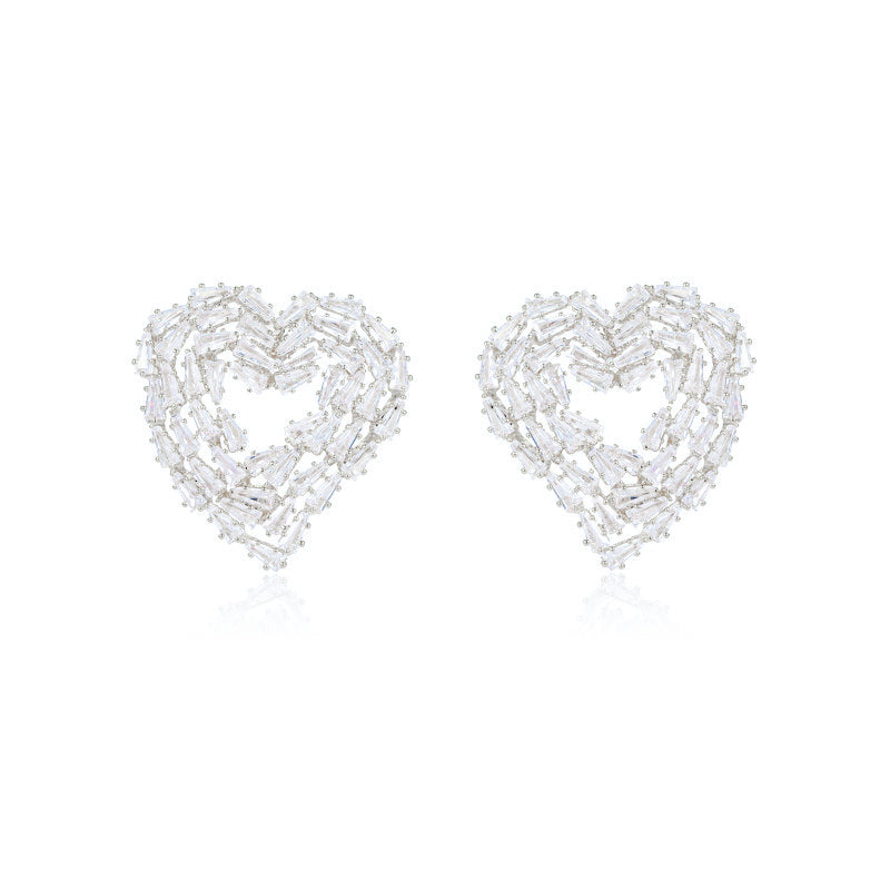 Mirror Square Diamond Love Earrings