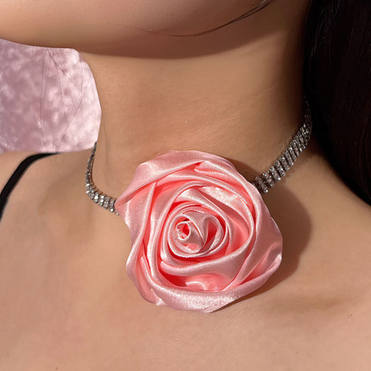 Silk rose choker