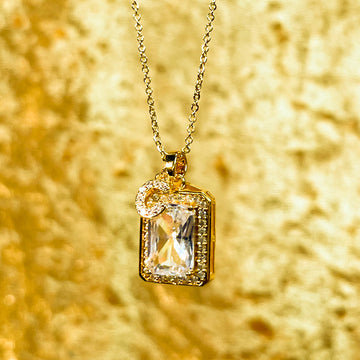 “Destiny”26 Letter Pendant & Square Diamond Pendant Necklace