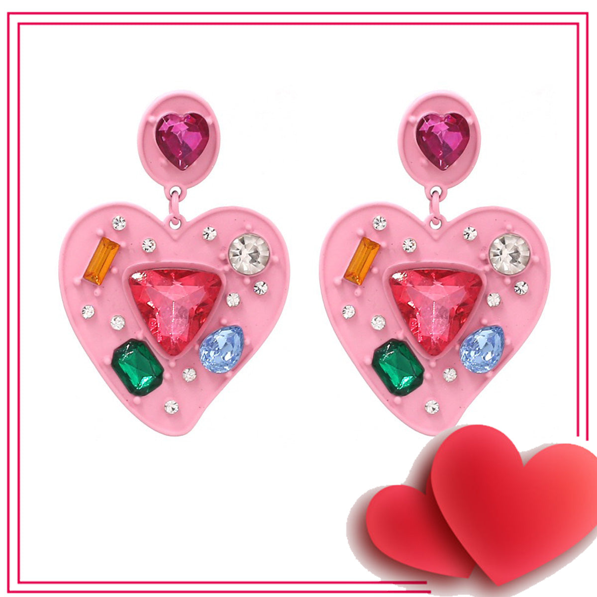 Colourful Gemstone Heart Earrings