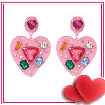 Colourful Gemstone Heart Earrings