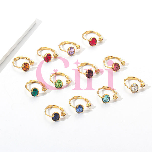 18K Yellow Gold Colourful Birthstone Pendant and Ring Ladies Jewellery Set